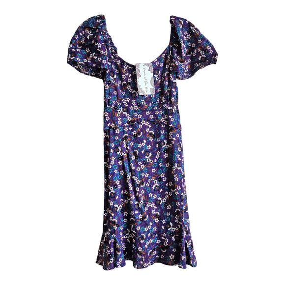 BAND OF THE FREE GYPSIES S Dress Mini Purple Floral Smocked Back NEW - Picture 2 of 7